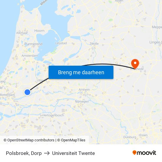 Polsbroek, Dorp to Universiteit Twente map