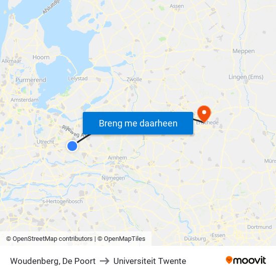 Woudenberg, De Poort to Universiteit Twente map