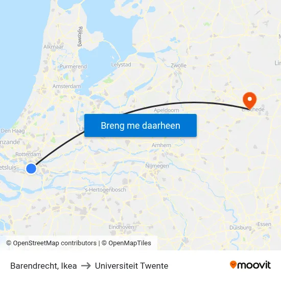Barendrecht, Ikea to Universiteit Twente map