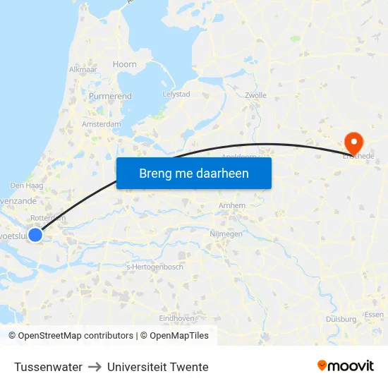 Tussenwater to Universiteit Twente map