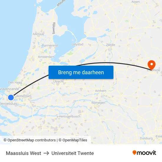 Maassluis West to Universiteit Twente map