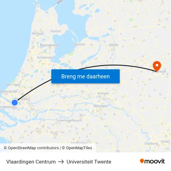 Vlaardingen Centrum to Universiteit Twente map