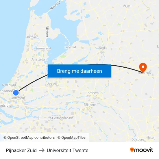 Pijnacker Zuid to Universiteit Twente map