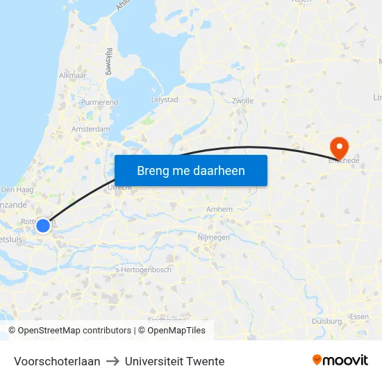 Voorschoterlaan to Universiteit Twente map