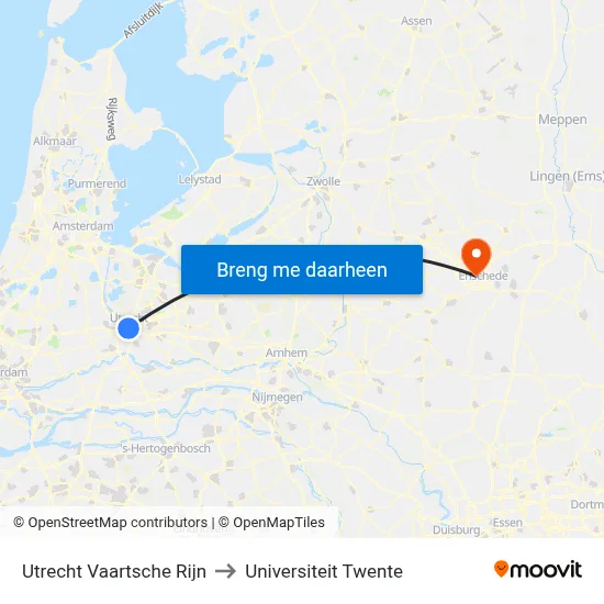 Utrecht Vaartsche Rijn to Universiteit Twente map