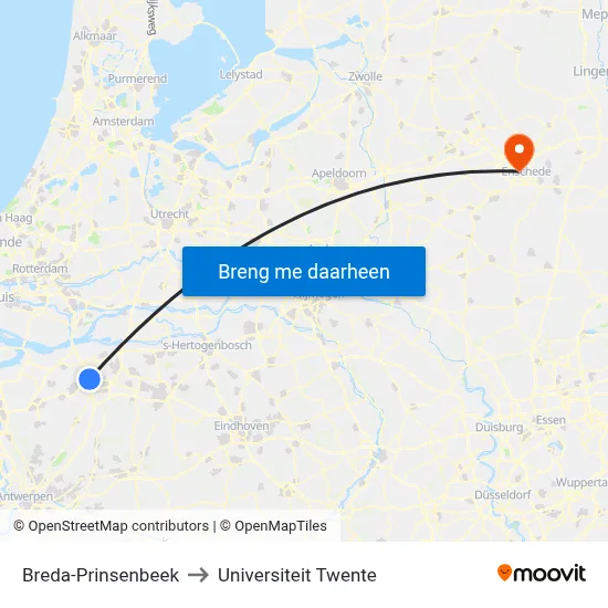 Breda-Prinsenbeek to Universiteit Twente map