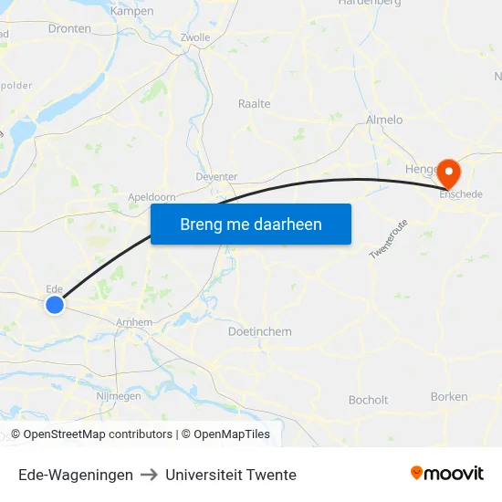 Ede-Wageningen to Universiteit Twente map