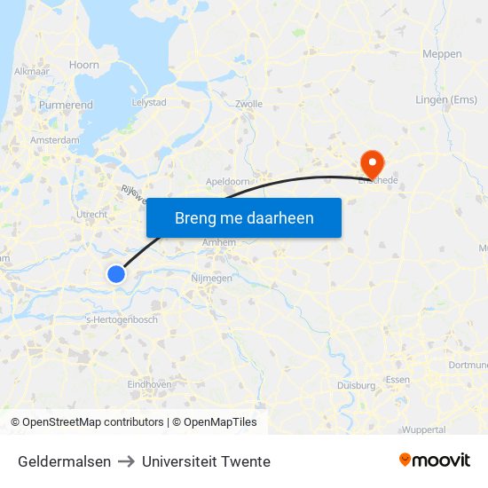 Geldermalsen to Universiteit Twente map