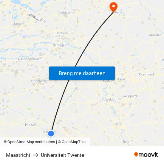 Maastricht to Universiteit Twente map