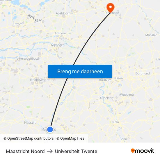 Maastricht Noord to Universiteit Twente map