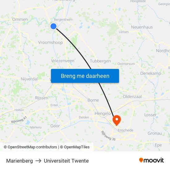 Marienberg to Universiteit Twente map