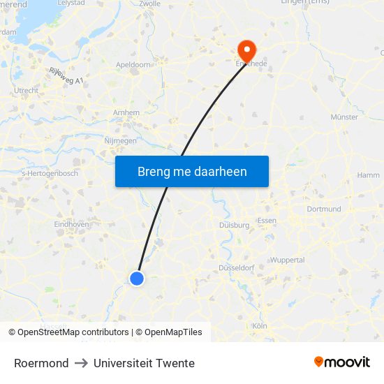 Roermond to Universiteit Twente map