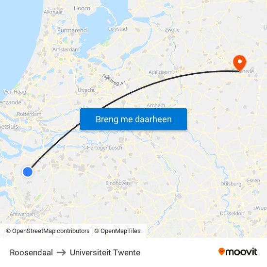 Roosendaal to Universiteit Twente map