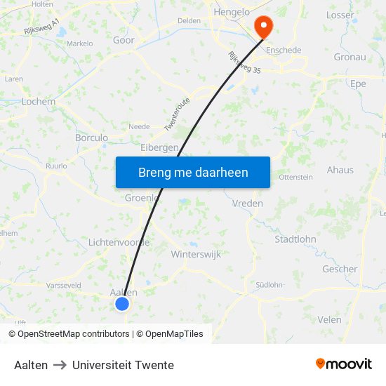 Aalten to Universiteit Twente map