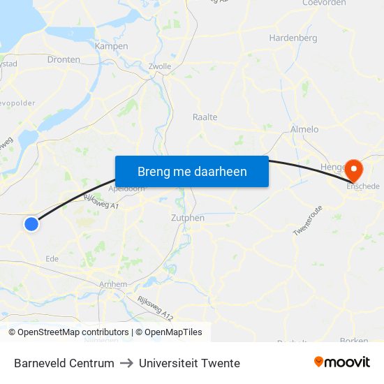 Barneveld Centrum to Universiteit Twente map