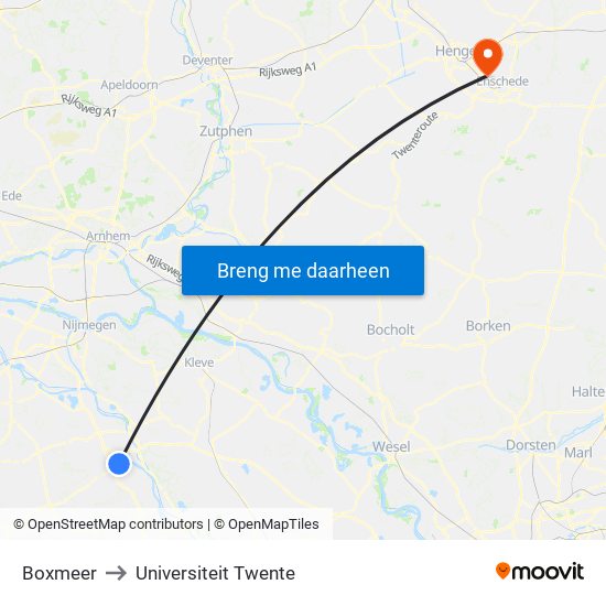 Boxmeer to Universiteit Twente map