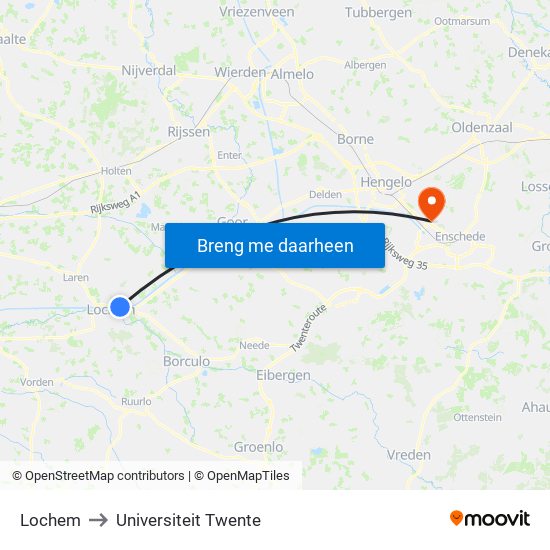 Lochem to Universiteit Twente map