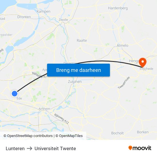Lunteren to Universiteit Twente map