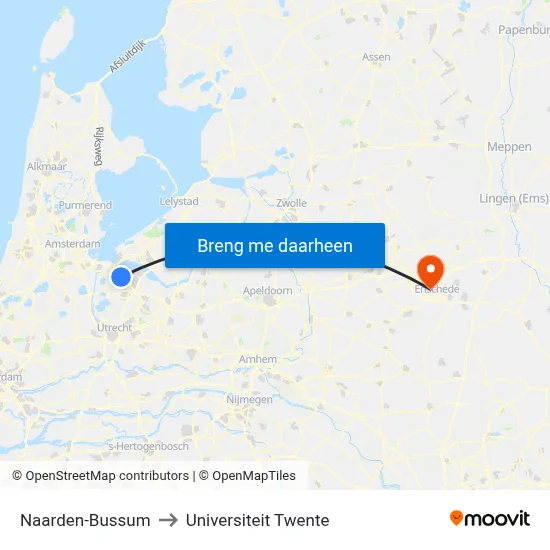 Naarden-Bussum to Universiteit Twente map