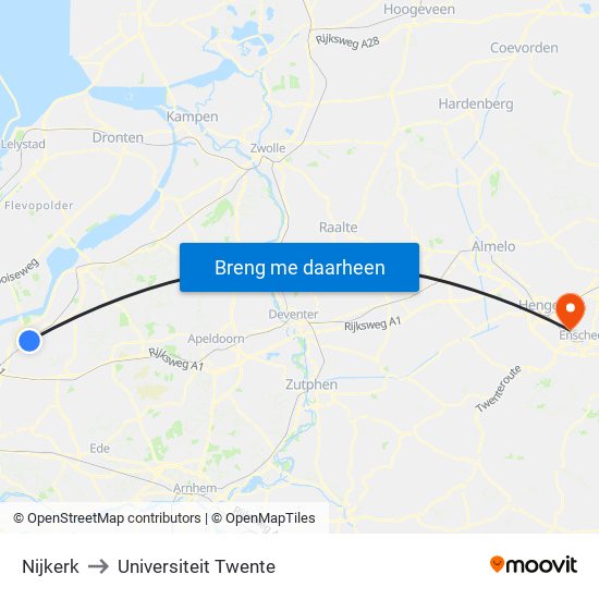 Nijkerk to Universiteit Twente map