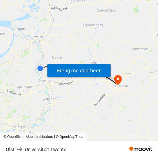 Olst to Universiteit Twente map
