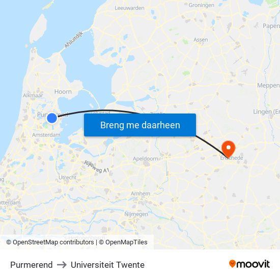 Purmerend to Universiteit Twente map