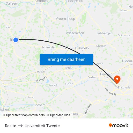 Raalte to Universiteit Twente map