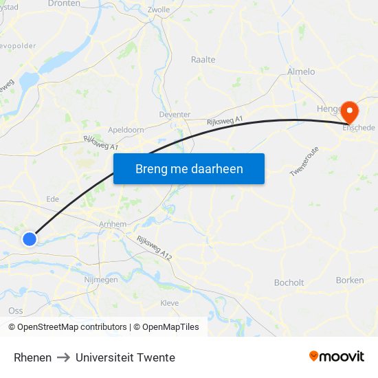 Rhenen to Universiteit Twente map