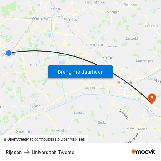 Rijssen to Universiteit Twente map