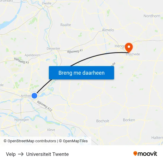 Velp to Universiteit Twente map