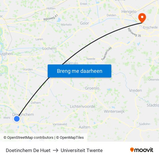 Doetinchem De Huet to Universiteit Twente map