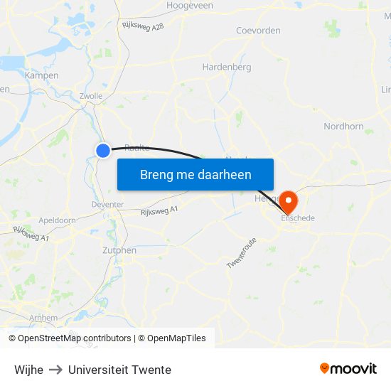 Wijhe to Universiteit Twente map