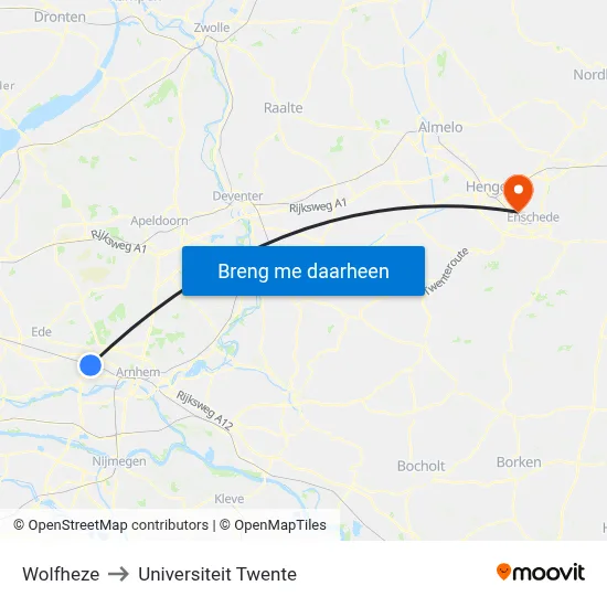 Wolfheze to Universiteit Twente map