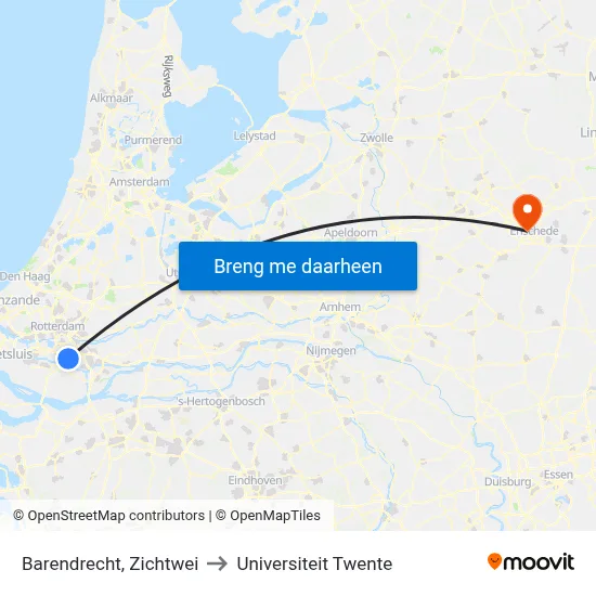 Barendrecht, Zichtwei to Universiteit Twente map