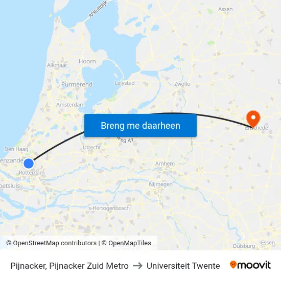 Pijnacker, Pijnacker Zuid Metro to Universiteit Twente map