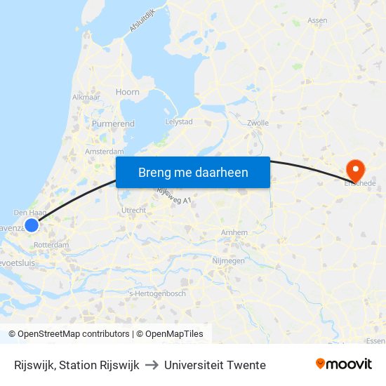Rijswijk, Station Rijswijk to Universiteit Twente map