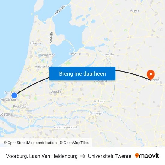 Voorburg, Laan Van Heldenburg to Universiteit Twente map