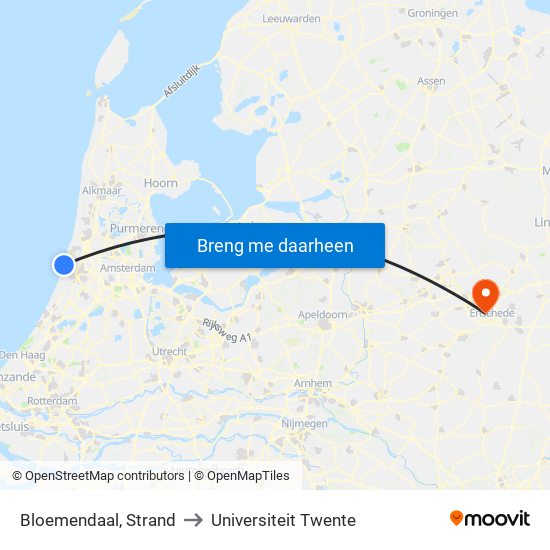 Bloemendaal, Strand to Universiteit Twente map