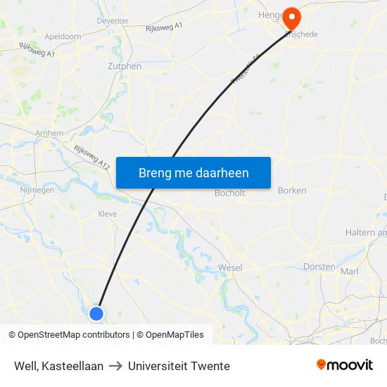 Well, Kasteellaan to Universiteit Twente map