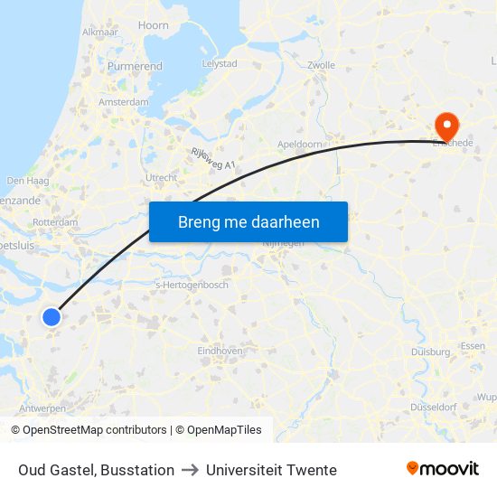 Oud Gastel, Busstation to Universiteit Twente map