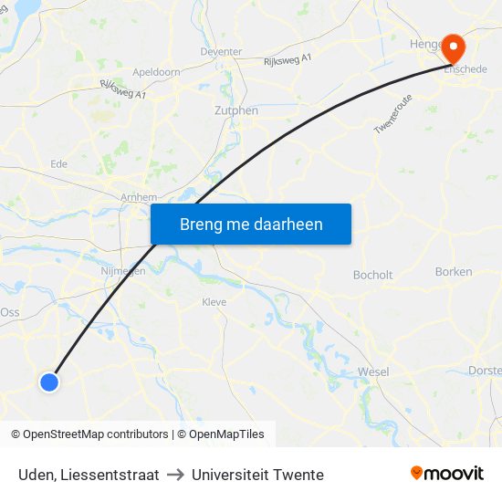 Uden, Liessentstraat to Universiteit Twente map
