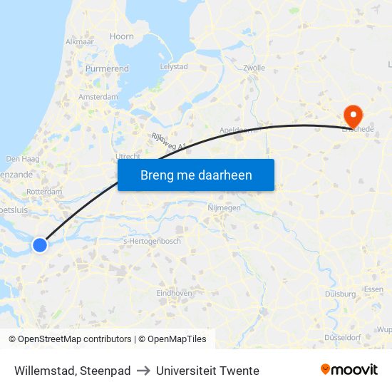 Willemstad, Steenpad to Universiteit Twente map