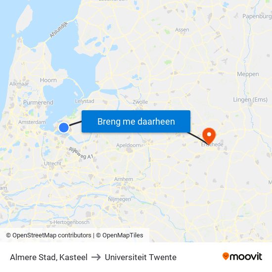 Almere Stad, Kasteel to Universiteit Twente map