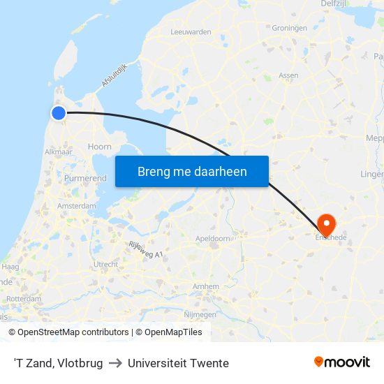 'T Zand, Vlotbrug to Universiteit Twente map