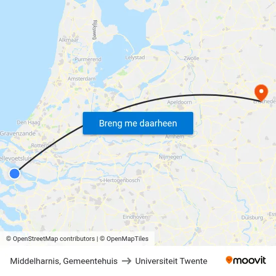 Middelharnis, Gemeentehuis to Universiteit Twente map