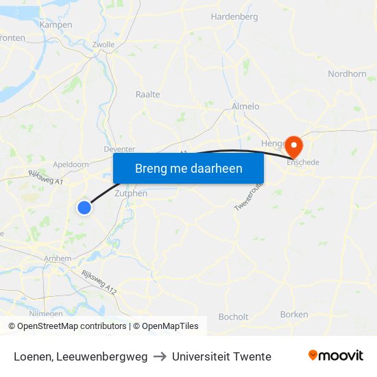 Loenen, Leeuwenbergweg to Universiteit Twente map