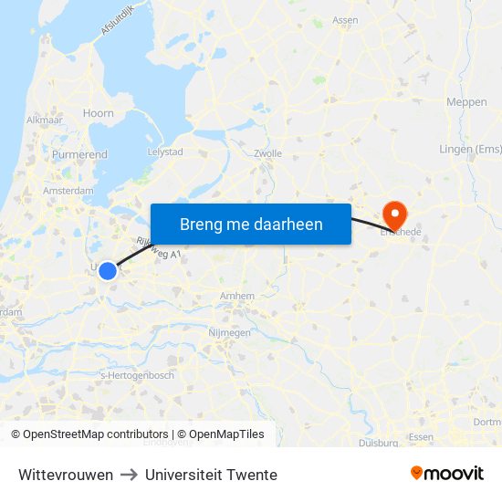 Wittevrouwen to Universiteit Twente map