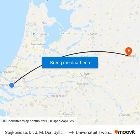 Spijkenisse, Dr. J. M. Den Uyllaan to Universiteit Twente map