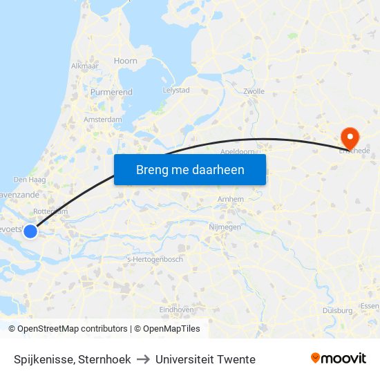 Spijkenisse, Sternhoek to Universiteit Twente map