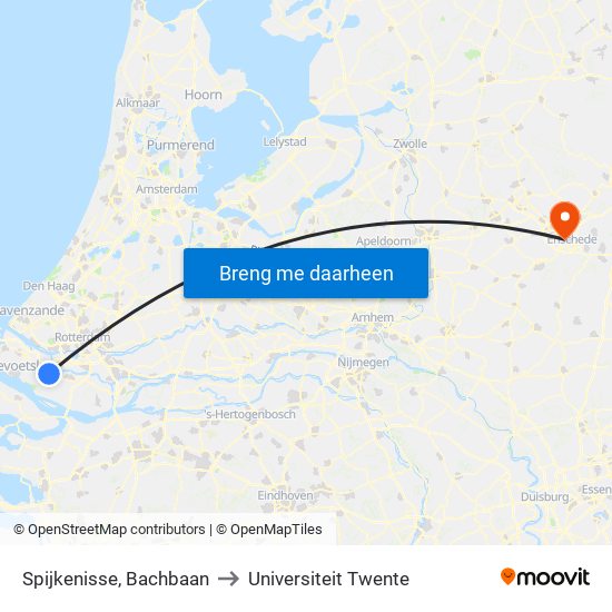 Spijkenisse, Bachbaan to Universiteit Twente map